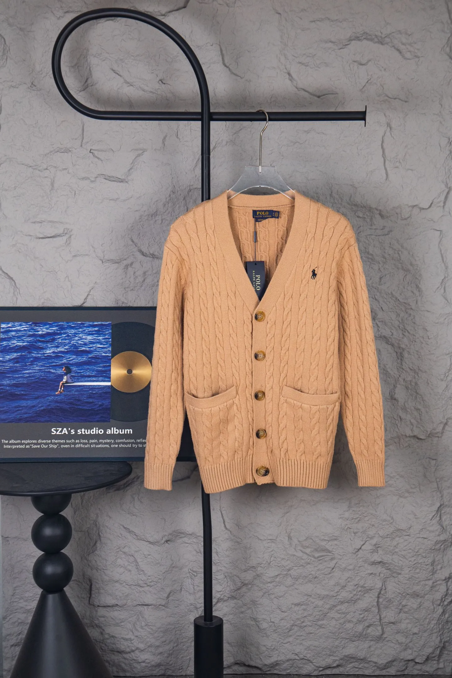 P260 2025SS Ralph Lauren Classic War Horse Small Label Twist Sweater Cardigan, the same style for men and women, this year's most popular half-zip series, made of 100% cotton material Color: Navy Blue White Gray Khaki Size: S M L XL